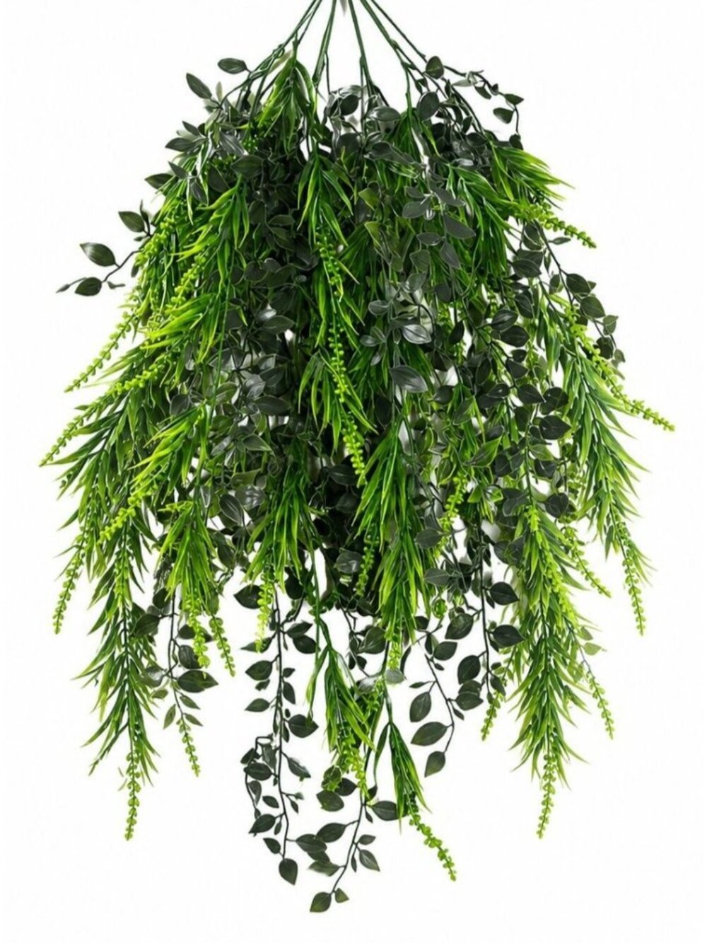 Artificial Hanging Plant 31 Inch, 6 Stem Faux Greenery Bundle, Cascading Trailin